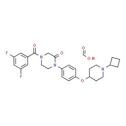 ChemSpider 2D Image | Formic acid - 1-{4-[(1-cyclobutyl-4-piperidinyl)oxy]phenyl}-4-(3,5-difluorobenzoyl)-2-piperazinone (1:1) | C27H31F2N3O5