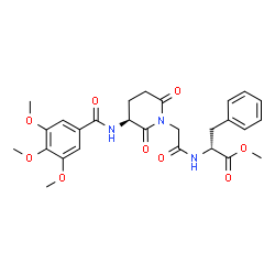 ChemSpider 2D Image | Methyl N-({(3S)-2,6-dioxo-3-[(3,4,5-trimethoxybenzoyl)amino]-1-piperidinyl}acetyl)-D-phenylalaninate | C27H31N3O9