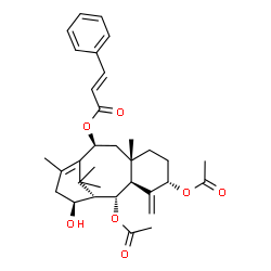 ChemSpider 2D Image | (2alpha,5alpha,10beta,14beta)-2,5-Diacetoxy-14-hydroxytaxa-4(20),11-dien-10-yl (2E)-3-phenylacrylate | C33H42O7