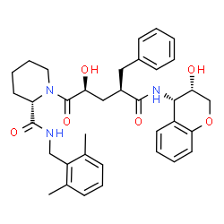 ChemSpider 2D Image | (2S)-1-[(2S,4R)-4-Benzyl-2-hydroxy-5-{[(3S,4S)-3-hydroxy-3,4-dihydro-2H-chromen-4-yl]amino}-5-oxopentanoyl]-N-(2,6-dimethylbenzyl)-2-piperidinecarboxamide | C36H43N3O6