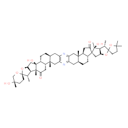 ChemSpider 2D Image | (1''S,2R,2''R,3'S,3a'S,3a''S,4'S,4a''S,4b''R,5'R,5'''S,6a'S,6a''S,9a''S,9b''S,12a''R,14a''S,17a''S,17b''R,19a''R,19b''R)-4',4a'',5'''-Trihydroxy-1'',3',4',5,5,5''',9a'',17a'',19a''-nonamethyl-1'',3'''
,3a',3a'',4,4',4'',4''',4a'',4b'',5,5'',5''',6',6'',6''',6a',6a'',7'',9'',9a'',9b'',10'',12a'',13'',14'',14a'',15'',17'',17a'',17b'',18'',19a'',19b''-tetratriacontahydro-3H,3'H-trispiro[furan-2,2'-cyc
lopenta[b]furan-5',12''-furo[3'',2'':3',4']c | C54H76N2O9