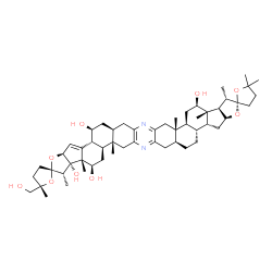 ChemSpider 2D Image | (1'S,2S,2'S,3a'S,4b'R,5'S,5''S,6a'R,9a'S,9b'S,11'R,11a'S,11b'R,12'S,14a'S,15a'R,15b'R,17a'S,20a'S,20b'S,22'R,22a'R,22b'S)-5''-(Hydroxymethyl)-1',5,5,5'',9a',11a',12',20a',22a'-nonamethyl-3a',4,4'',4b'
,5,5',5'',6',6a',7',9',9a',9b',10',11',11a',11b',12',14a',15',15a',15b',16',17',17a',18',20',20a',20b',21',22',22a'-dotriacontahydro-3H,3''H-dispiro[furan-2,13'-bisfuro[3'',2'':3',4']cyclopenta[1',2':
5,6]naphtho[1,2-b:1',2'-i]phenazine-2',2''-f | C54H78N2O9