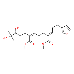 ChemSpider 2D Image | Dimethyl (2Z,6E)-2-[(3R)-3,4-dihydroxy-4-methylpentyl]-6-[3-(3-furyl)propylidene]-2-heptenedioate | C22H32O7