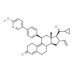 ChemSpider 2D Image | (11beta,16alpha,17beta)-17-(Cyclopropylcarbonyl)-11-[4-(6-methoxy-3-pyridinyl)phenyl]-16-vinylestra-4,9-dien-3-one | C36H39NO3