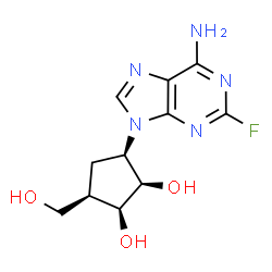 ChemSpider 2D Image | (1S,2R,3R,5R)-3-(6-Amino-2-fluoro-9H-purin-9-yl)-5-(hydroxymethyl)-1,2-cyclopentanediol | C11H14FN5O3
