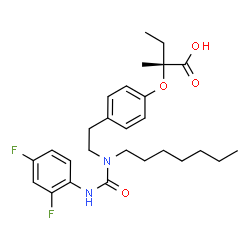 ChemSpider 2D Image | (2R)-2-[4-(2-{[(2,4-Difluorophenyl)carbamoyl](heptyl)amino}ethyl)phenoxy]-2-methylbutanoic acid | C27H36F2N2O4