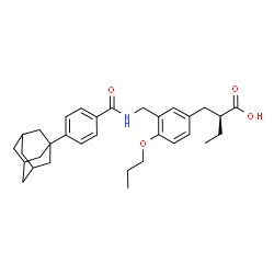 ChemSpider 2D Image | (2S)-2-[3-({[4-(Adamantan-1-yl)benzoyl]amino}methyl)-4-propoxybenzyl]butanoic acid | C32H41NO4