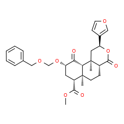 ChemSpider 2D Image | Methyl (2S,4aR,6aR,7R,9S,10aS,10bR)-9-[(benzyloxy)methoxy]-2-(3-furyl)-6a,10b-dimethyl-4,10-dioxododecahydro-2H-benzo[f]isochromene-7-carboxylate | C29H34O8