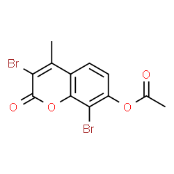 ChemSpider 2D Image | 3,8-Dibromo-4-methyl-2-oxo-2H-chromen-7-yl acetate | C12H8Br2O4