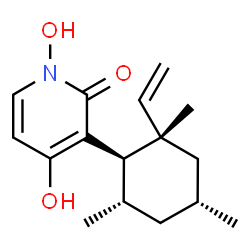 ChemSpider 2D Image | 1,4-Dihydroxy-3-[(1R,2S,4R,6S)-2,4,6-trimethyl-2-vinylcyclohexyl]-2(1H)-pyridinone | C16H23NO3