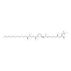ChemSpider 2D Image | (5S)-3-[(2R,8R)-2,8-Dihydroxy-9-{(2S,5S)-5-[(1S,4R,5S)-1,4,5-trihydroxyheptadecyl]tetrahydro-2-furanyl}nonyl]-5-hydroxy-5-methyl-2(5H)-furanone | C35H64O9