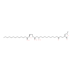 ChemSpider 2D Image | (5S)-3-[(15R)-13,15-Dihydroxy-15-{(2R,5R)-5-[(1S)-1-hydroxytridecyl]tetrahydro-2-furanyl}-3-oxopentadecyl]-5-methyl-2(5H)-furanone | C37H66O7
