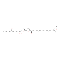 ChemSpider 2D Image | (5S)-3-[(13R)-13-{(2S,2'S,5R,5'S)-5'-[(1S)-1,6-Dihydroxyundecyl]octahydro-2,2'-bifuran-5-yl}-13-hydroxytridecyl]-5-methyl-2(5H)-furanone | C37H66O7