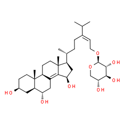 ChemSpider 2D Image | (3beta,5alpha,6alpha,15beta,24E)-3,6,15-Trihydroxystigmasta-8(14),24(28)-dien-29-yl beta-D-xylopyranoside | C34H56O8
