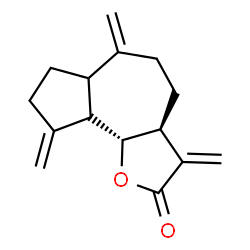 ChemSpider 2D Image | (3aS,9bS)-3,6,9-Tris(methylene)decahydroazuleno[4,5-b]furan-2(3H)-one | C15H18O2
