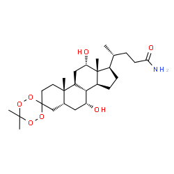 ChemSpider 2D Image | (4R)-4-[(5R,7R,8R,9S,10S,12S,13R,14S,17R)-7,12-Dihydroxy-6',6',10,13-tetramethylhexadecahydrospiro[cyclopenta[a]phenanthrene-3,3'-[1,2,4,5]tetroxan]-17-yl]pentanamide | C27H45NO7