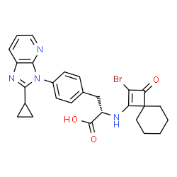 ChemSpider 2D Image | N-(2-Bromo-3-oxospiro[3.5]non-1-en-1-yl)-4-(2-cyclopropyl-3H-imidazo[4,5-b]pyridin-3-yl)-L-phenylalanine | C27H27BrN4O3