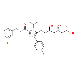 ChemSpider 2D Image | (3R,5R)-7-{2-[(3-Fluorobenzyl)carbamoyl]-4-(4-fluorophenyl)-1-isopropyl-1H-imidazol-5-yl}-3,5-dihydroxyheptanoic acid | C27H31F2N3O5