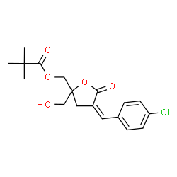 ChemSpider 2D Image | [(4Z)-4-(4-Chlorobenzylidene)-2-(hydroxymethyl)-5-oxotetrahydro-2-furanyl]methyl pivalate | C18H21ClO5