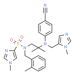 ChemSpider 2D Image | N-(2-{(4-Cyanophenyl)[(1-methyl-1H-imidazol-5-yl)methyl]amino}-2-methylpropyl)-1-methyl-N-(2-methylbenzyl)-1H-imidazole-4-sulfonamide | C28H33N7O2S