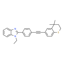 ChemSpider 2D Image | 2-{4-[(4,4-Dimethyl-3,4-dihydro-2H-thiochromen-6-yl)ethynyl]phenyl}-1-ethyl-1H-benzimidazole | C28H26N2S