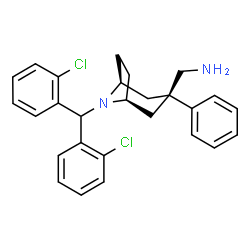 ChemSpider 2D Image | 1-{(1S,5S)-8-[Bis(2-chlorophenyl)methyl]-3-phenyl-8-azabicyclo[3.2.1]oct-3-yl}methanamine | C27H28Cl2N2
