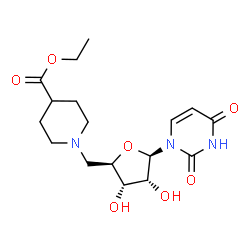ChemSpider 2D Image | 5'-Deoxy-5'-[4-(ethoxycarbonyl)-1-piperidinyl]uridine | C17H25N3O7