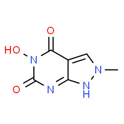ChemSpider 2D Image | 5-Hydroxy-2-methyl-1H-pyrazolo[3,4-d]pyrimidine-4,6(2H,5H)-dione | C6H6N4O3
