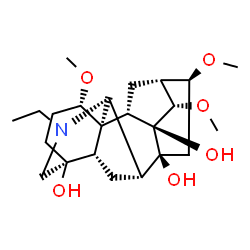 ChemSpider 2D Image | (1alpha,7beta,14alpha,16beta)-20-Ethyl-1,14,16-trimethoxyaconitane-4,8,9-triol | C23H37NO6