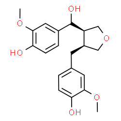 ChemSpider 2D Image | 4-{Hydroxy[(3R,4S)-4-(4-hydroxy-3-methoxybenzyl)tetrahydro-3-furanyl]methyl}-2-methoxyphenol | C20H24O6