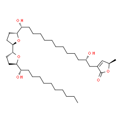 ChemSpider 2D Image | (5R)-3-[(2S,13R)-2,13-Dihydroxy-13-{(2R,2'R,5R,5'R)-5'-[(1S)-1-hydroxyundecyl]octahydro-2,2'-bifuran-5-yl}tridecyl]-5-methyl-2(5H)-furanone | C37H66O7