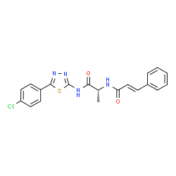 ChemSpider 2D Image | N-[5-(4-Chlorophenyl)-1,3,4-thiadiazol-2-yl]-N~2~-[(2E)-3-phenyl-2-propenoyl]-D-alaninamide | C20H17ClN4O2S