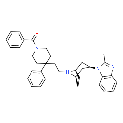 ChemSpider 2D Image | (4-{2-[(1R,5R)-3-(2-Methyl-1H-benzimidazol-1-yl)-8-azabicyclo[3.2.1]oct-8-yl]ethyl}-4-phenyl-1-piperidinyl)(phenyl)methanone | C35H40N4O