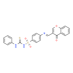 ChemSpider 2D Image | 4-{(E)-[(4-Oxo-4H-chromen-3-yl)methylene]amino}-N-(phenylcarbamothioyl)benzenesulfonamide | C23H17N3O4S2