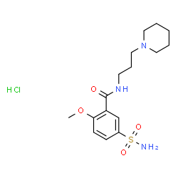 ChemSpider 2D Image | 2-Methoxy-N-[3-(1-piperidinyl)propyl]-5-sulfamoylbenzamide hydrochloride (1:1) | C16H26ClN3O4S