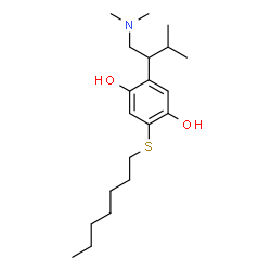 ChemSpider 2D Image | 2-[1-(Dimethylamino)-3-methyl-2-butanyl]-5-(heptylsulfanyl)-1,4-benzenediol | C20H35NO2S