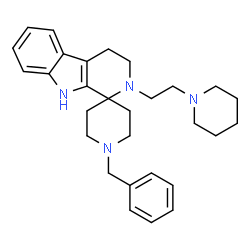 ChemSpider 2D Image | 1'-Benzyl-2-[2-(1-piperidinyl)ethyl]-2,3,4,9-tetrahydrospiro[beta-carboline-1,4'-piperidine] | C29H38N4