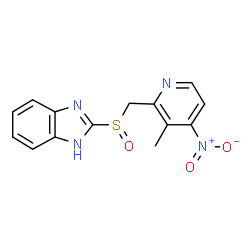 ChemSpider 2D Image | 2-[[(3-Methyl-4-nitro-2-pyridinyl)methyl]sulfinyl]-1H-benzimidazole | C14H12N4O3S