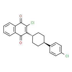 ChemSpider 2D Image | 2-Chloro-3-[trans-4-(4-chlorophenyl)cyclohexyl]-1,4-naphthoquinone | C22H18Cl2O2
