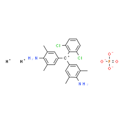 ChemSpider 2D Image | Bis(4-amino-3,5-dimethylphenyl)(2,6-dichlorophenyl)methylium hydrogen phosphate (1:2:1) | C23H25Cl2N2O4P
