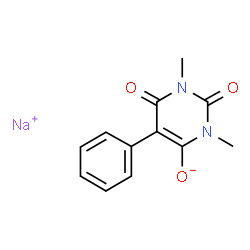 ChemSpider 2D Image | Sodium 1,3-dimethyl-2,6-dioxo-5-phenyl-1,2,3,6-tetrahydro-4-pyrimidinolate | C12H11N2NaO3