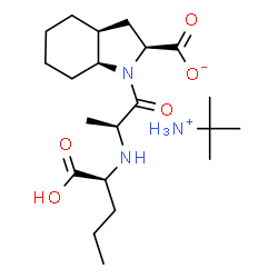 ChemSpider 2D Image | 2-Methyl-2-propanaminium (2S,3aS,7aS)-1-[(2S)-2-{[(1S)-1-carboxybutyl]amino}propanoyl]octahydro-1H-indole-2-carboxylate | C21H39N3O5