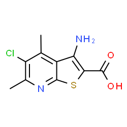 ChemSpider 2D Image | 3-Amino-5-chloro-4,6-dimethylthieno[2,3-b]pyridine-2-carboxylic acid | C10H9ClN2O2S