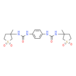 ChemSpider 2D Image | 1,1'-(1,4-Phenylene)bis[3-(3-methyl-1,1-dioxidotetrahydro-3-thiophenyl)urea] | C18H26N4O6S2