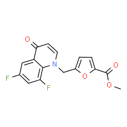 ChemSpider 2D Image | Methyl 5-[(6,8-difluoro-4-oxo-1(4H)-quinolinyl)methyl]-2-furoate | C16H11F2NO4