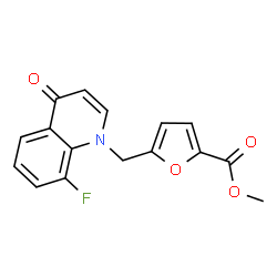 ChemSpider 2D Image | Methyl 5-[(8-fluoro-4-oxo-1(4H)-quinolinyl)methyl]-2-furoate | C16H12FNO4