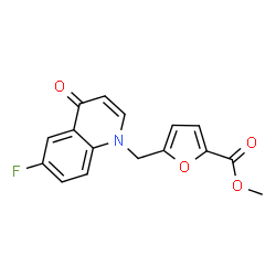 ChemSpider 2D Image | Methyl 5-[(6-fluoro-4-oxo-1(4H)-quinolinyl)methyl]-2-furoate | C16H12FNO4