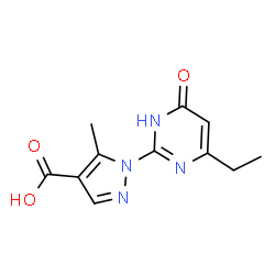 ChemSpider 2D Image | 1-(4-Ethyl-6-oxo-1,6-dihydro-2-pyrimidinyl)-5-methyl-1H-pyrazole-4-carboxylic acid | C11H12N4O3