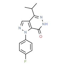 ChemSpider 2D Image | 1-(4-Fluorophenyl)-4-isopropyl-1,6-dihydro-7H-pyrazolo[3,4-d]pyridazin-7-one | C14H13FN4O