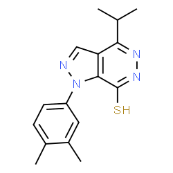 ChemSpider 2D Image | 1-(3,4-dimethylphenyl)-4-isopropyl-1H-pyrazolo[3,4-d]pyridazine-7-thiol | C16H18N4S